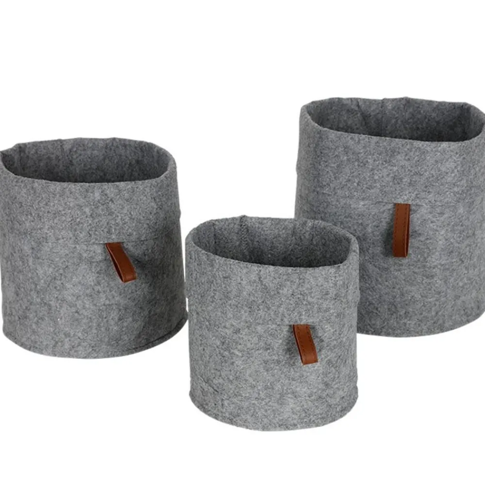 TP Filz-AufbewahrungsKörbe Rund 3Er-Set Grau Sale