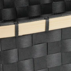 TP FlechtKörbe Eckig Mit Bambusrand 2Er-Set Schwarz Outlet