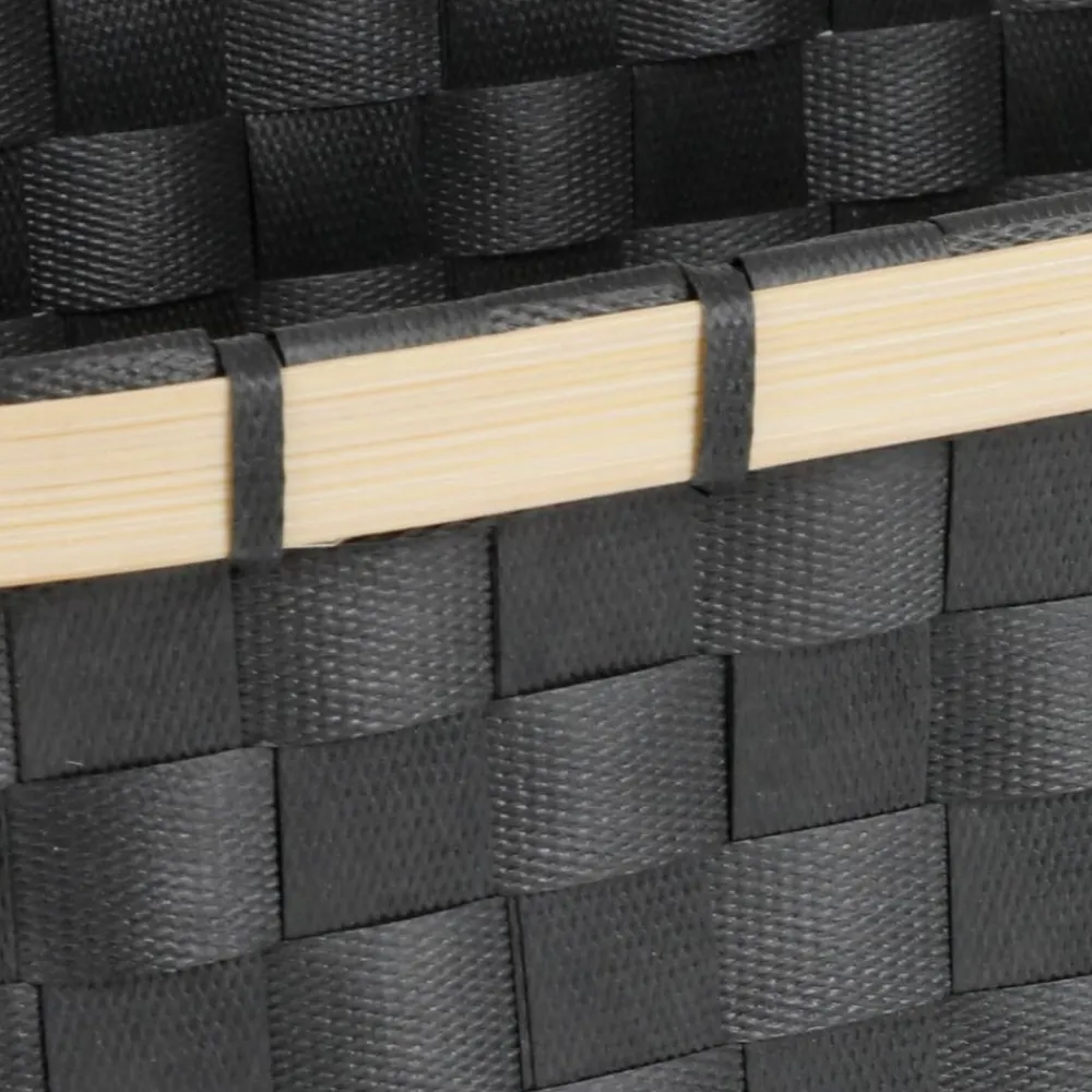 TP FlechtKörbe Eckig Mit Bambusrand 2Er-Set Schwarz Outlet