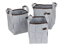 TP FlechtKörbe-Set Aus Filz Mit Kunstleder 3-Teilig Grau Best