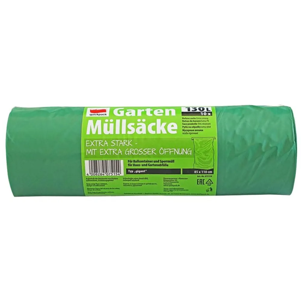 quickpack Gartenmullsacke 10Er-Pack 130 Liter Grun Discount
