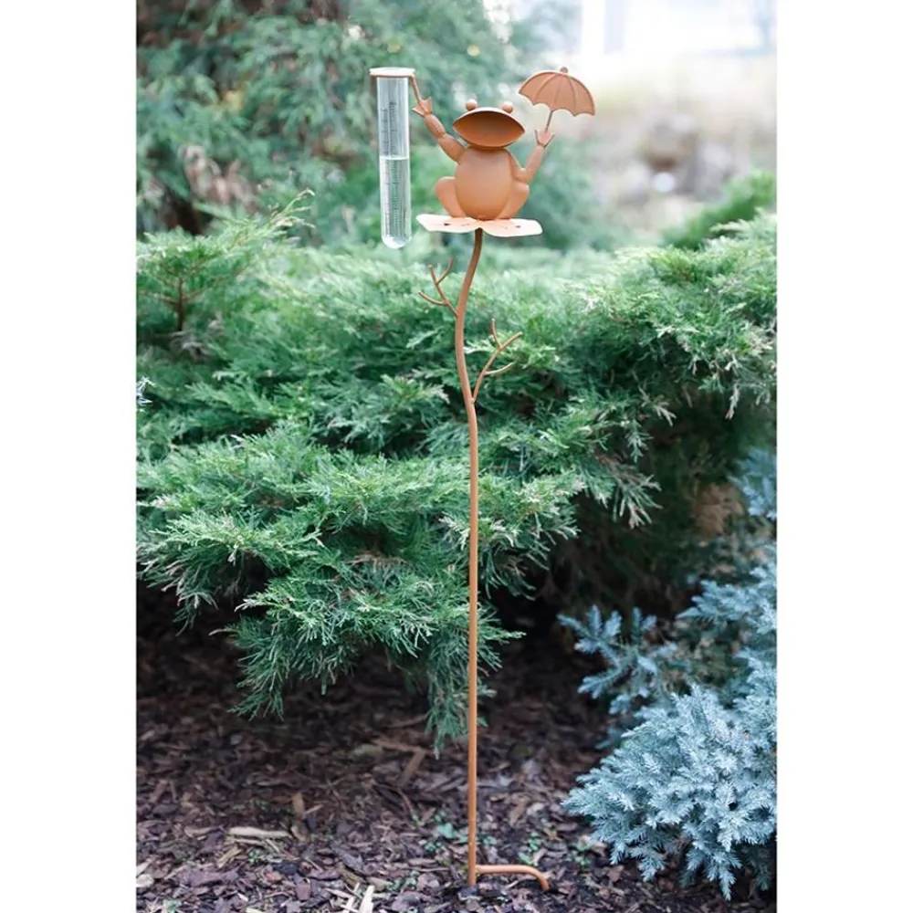 TP Gartenstecker Regenmesser Frosch 99Cm Rostbraun Discount