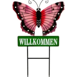 TP Gartenstecker Schmetterling Willkommen 60Cm Best