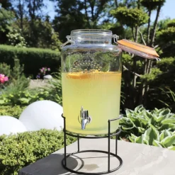 TP Getrankespender Aus Glas 5L Mit Metallstander New