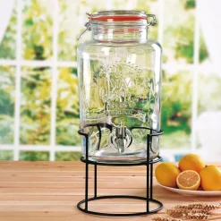 TP Getrankespender Aus Glas 5L Mit Metallstander New