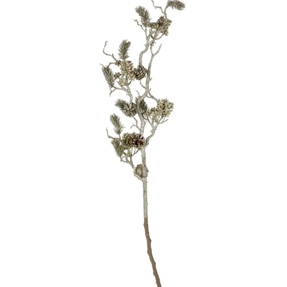 TP Glitzerzweig Mit Tannenzapfen Und Beeren 100Cm Hot
