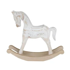 New Home Christmas Groses Deko-Schaukelpferd Aus Holz White-Washed Clearance