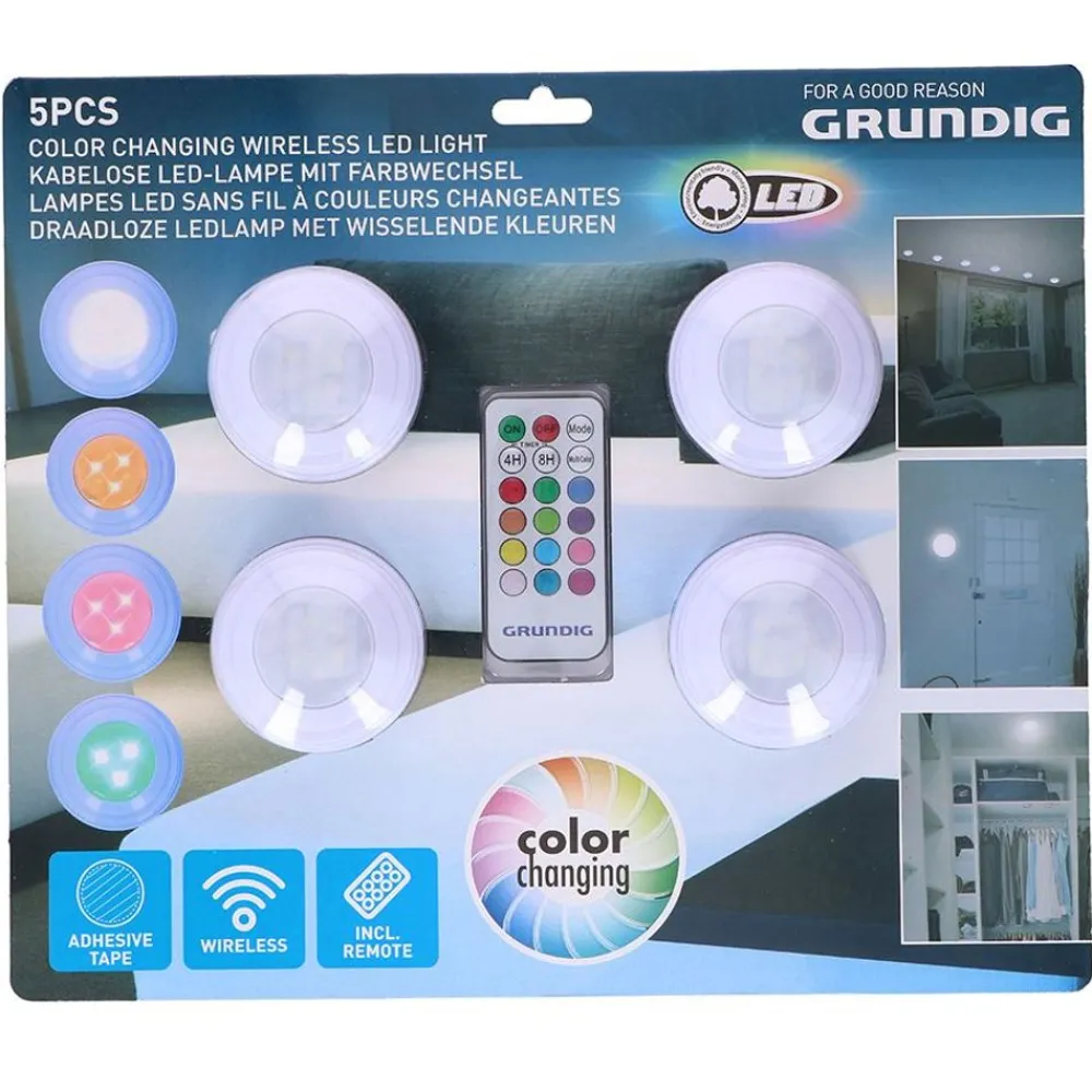 Grundig Led-Lampen Selbstklebend Mit Farbwechsler 4Er-Set Hot