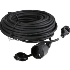 TAS Electronics Gummi-Verlangerungskabel Fur Den Ausenbereich 25 Meter Schwarz