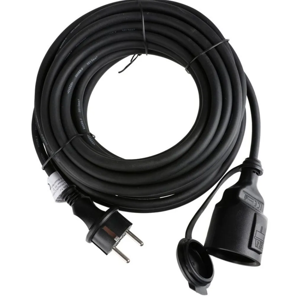 TAS Electronics Gummi-Verlangerungskabel Fur Den Ausenbereich 10 Meter Schwarz Hot