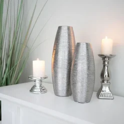 New Home Keramik-Vase 12X32Cm Silber Clearance