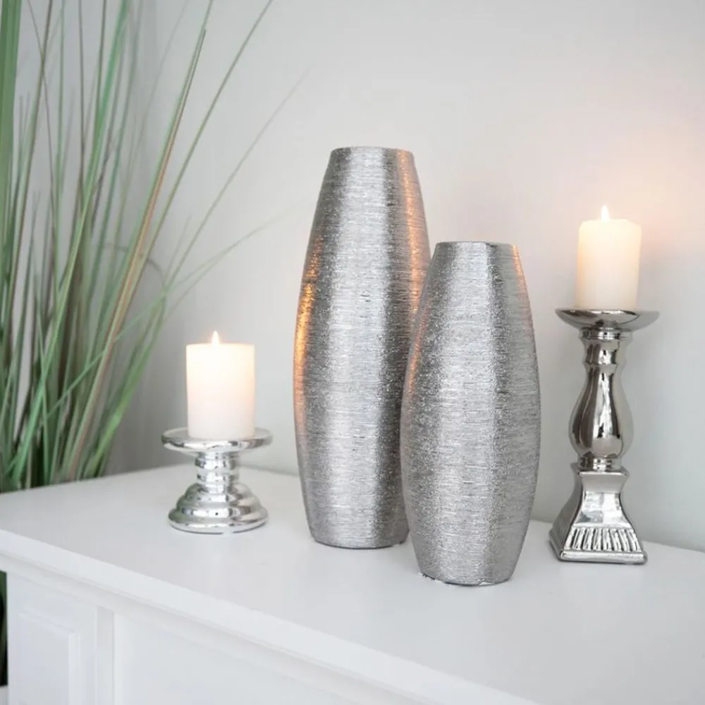New Home Keramik-Vase 12X32Cm Silber Clearance
