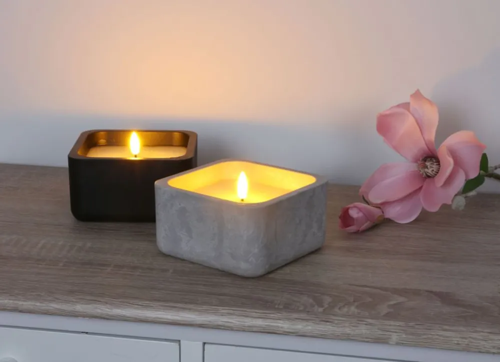 New Home Led-Kerze Mit Zementoptik Und Flackerlicht 12X12X6,5Cm Hot