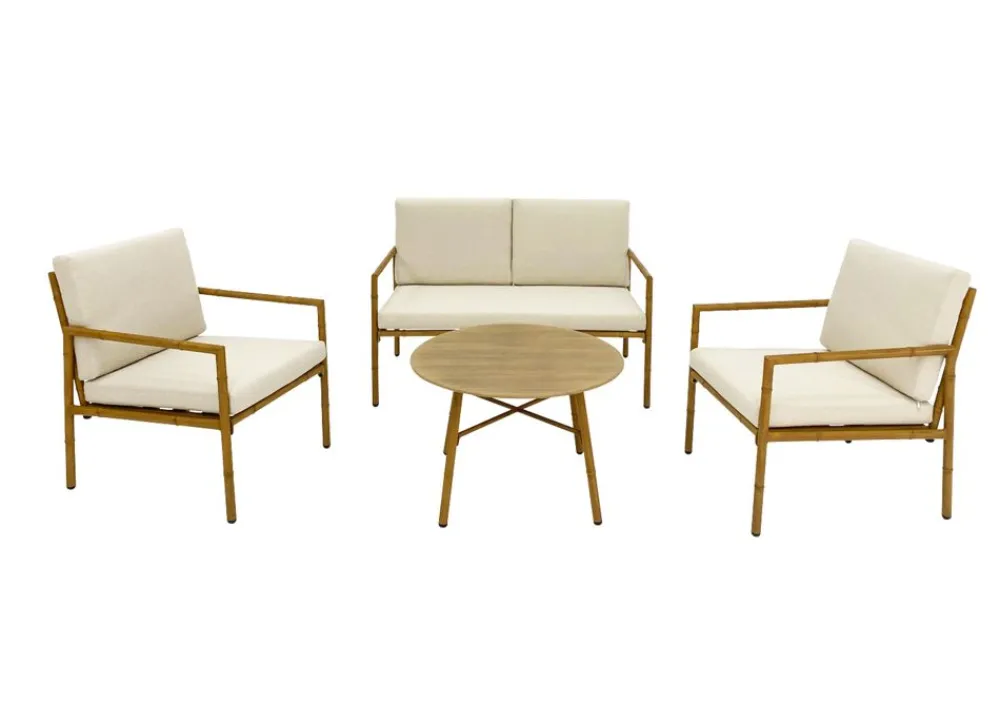 Sunny Moments Lounge-Sitzgruppe Mit Sitzkissen In Bambusoptik Outlet