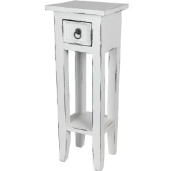 TP Mahagoni-Beistelltisch 25X25X66Cm Antik-Weis Sale