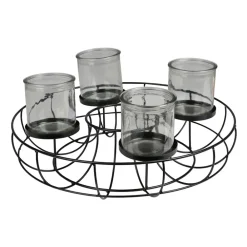 New Home Christmas Metall-Dekokranz Mit Glas-Windlichtern 35Cm Hot
