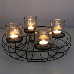 New Home Christmas Metall-Dekokranz Mit Glas-Windlichtern 35Cm Hot