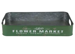 TP Metalltablett Flower Market Gr. L 49,5X29X8Cm Grun New