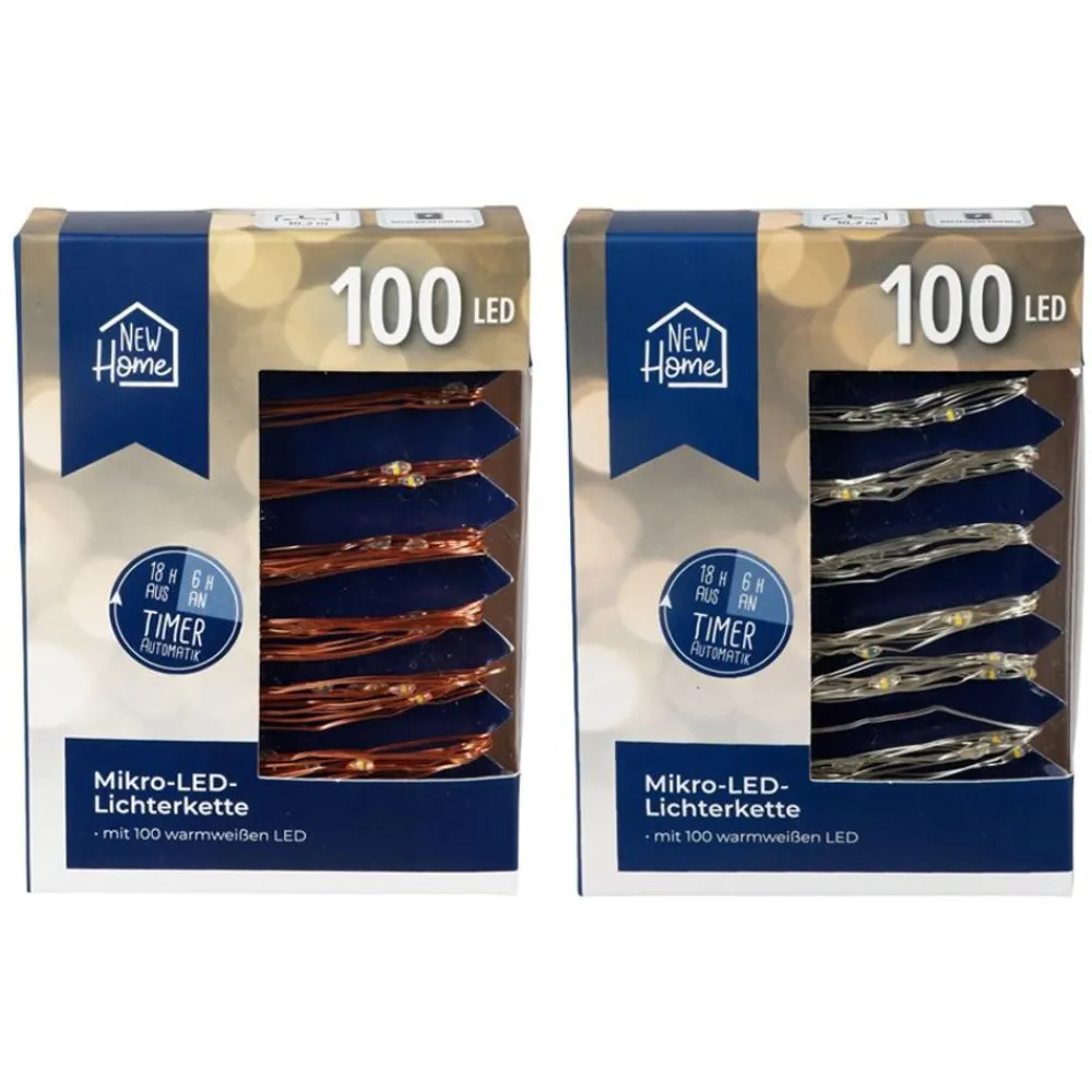 New Home Mikro-Led-Innenlichterkette Mit Timer 10,25M 100 Leds Warmweis Best