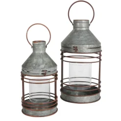 TP Outdoor-Laternen-Set Aus Zink Mit Glaseinsatz 2-Teilig Sale