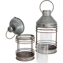 TP Outdoor-Laternen-Set Aus Zink Mit Glaseinsatz 2-Teilig Sale