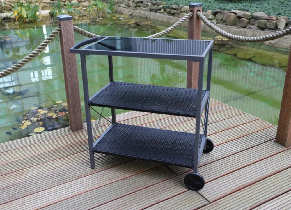 Sunny Moments Outdoor-Servierwagen Mit 3 Etagen Und 2 Rollen Anthrazit Best