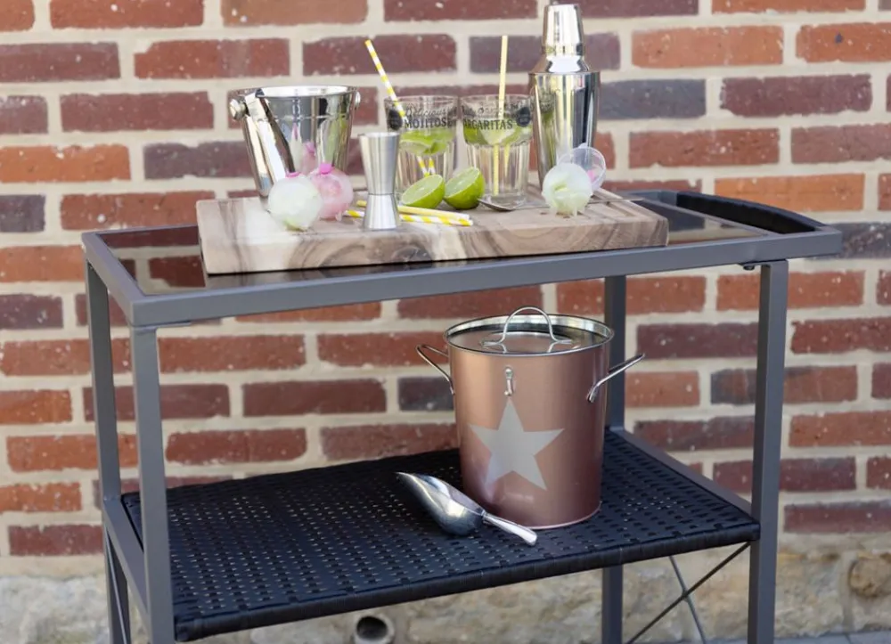 Sunny Moments Outdoor-Servierwagen Mit 3 Etagen Und 2 Rollen Anthrazit Best