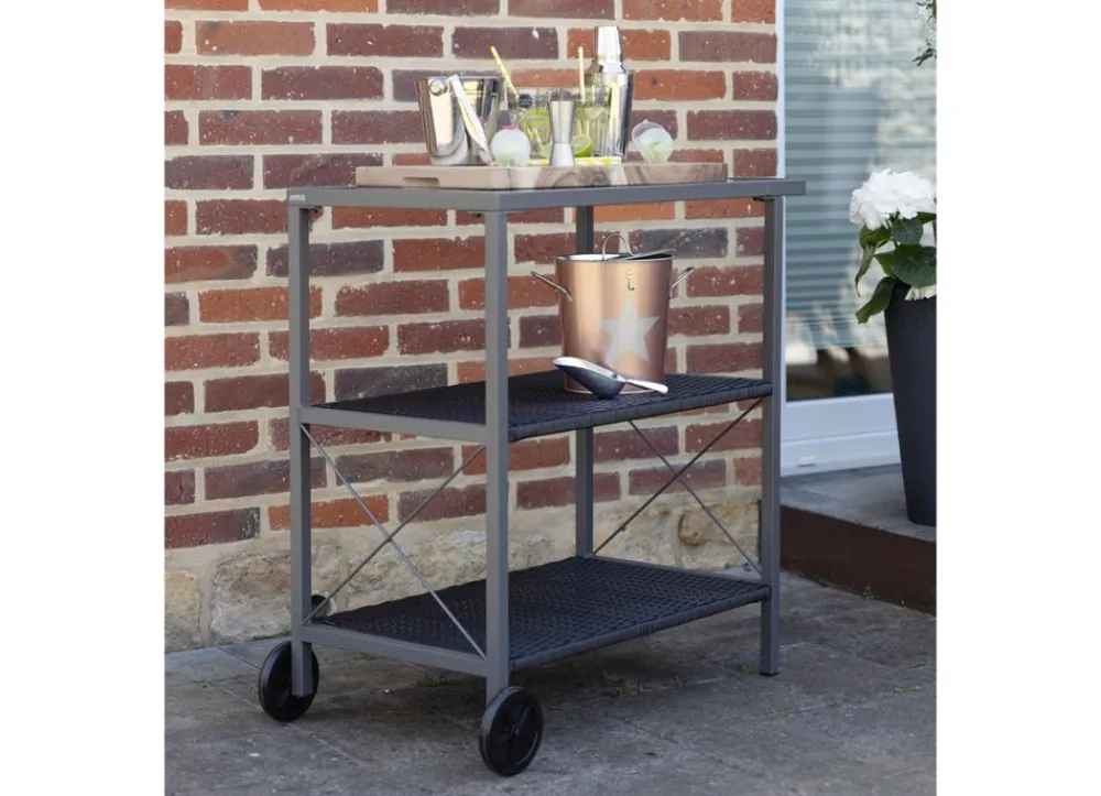 Sunny Moments Outdoor-Servierwagen Mit 3 Etagen Und 2 Rollen Anthrazit Best