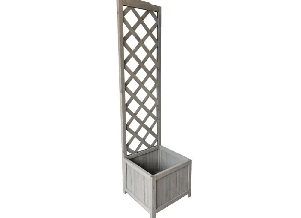 Grüner Jan Pflanzkübel Mit Rankhilfe Aus Holz 38X38X146Cm Grau Online