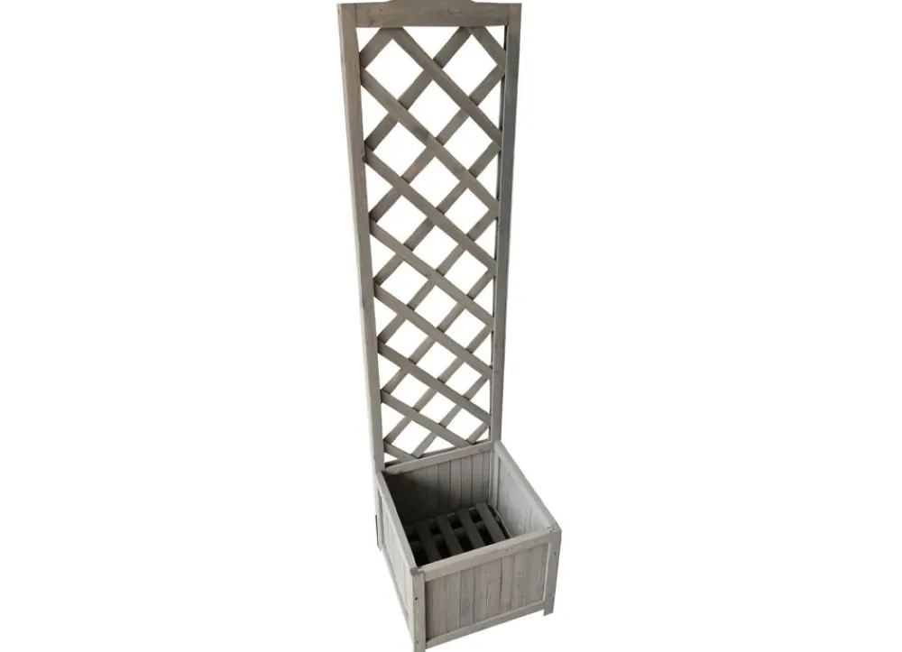 Grüner Jan Pflanzkübel Mit Rankhilfe Aus Holz 38X38X146Cm Grau Online