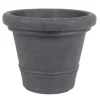 Jelenia Plast Pflanztopf Siena Rillen 34X28Cm Anthrazit New