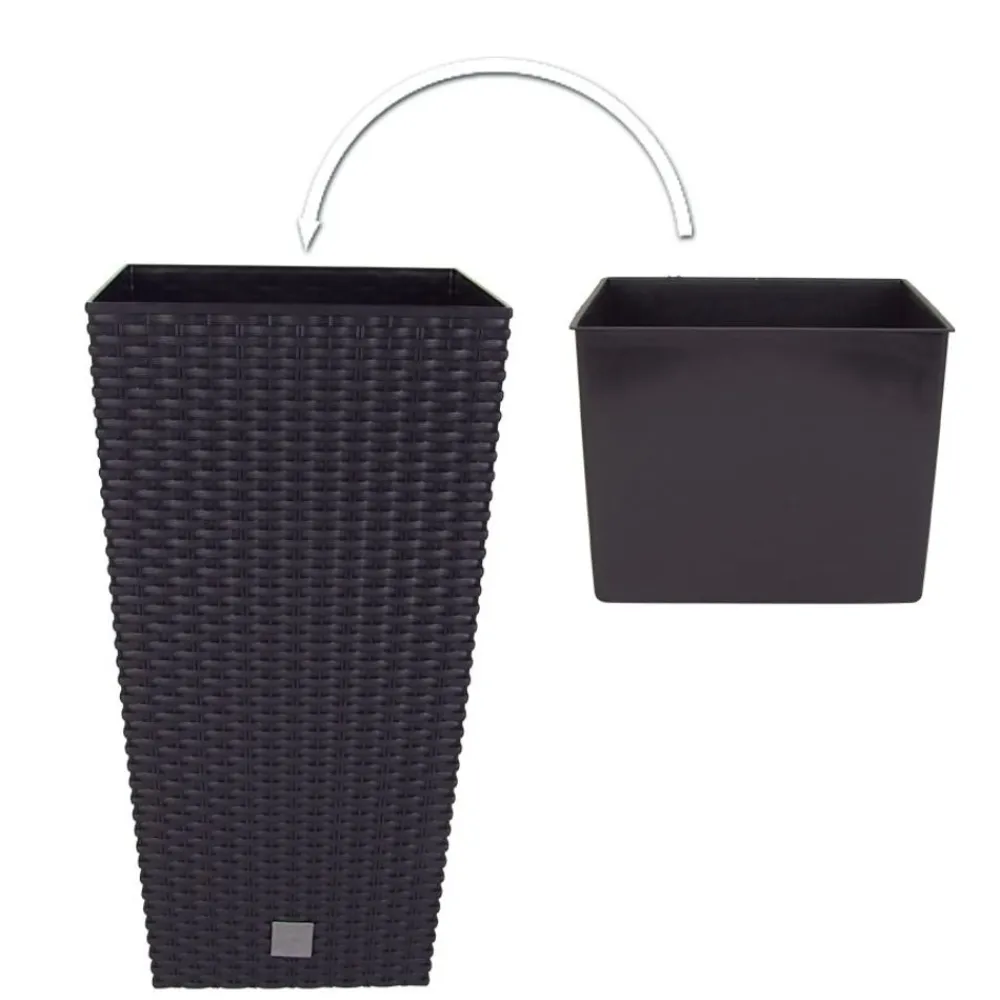 Prosperplast Polyrattan-Pflanztopf Mit Einsatz 26X50,5X26Cm Anthrazit New