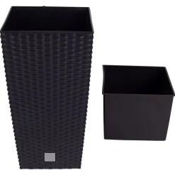 Prosperplast Polyrattan-Pflanztopf Mit Einsatz 22X42X22Cm Anthrazit Clearance