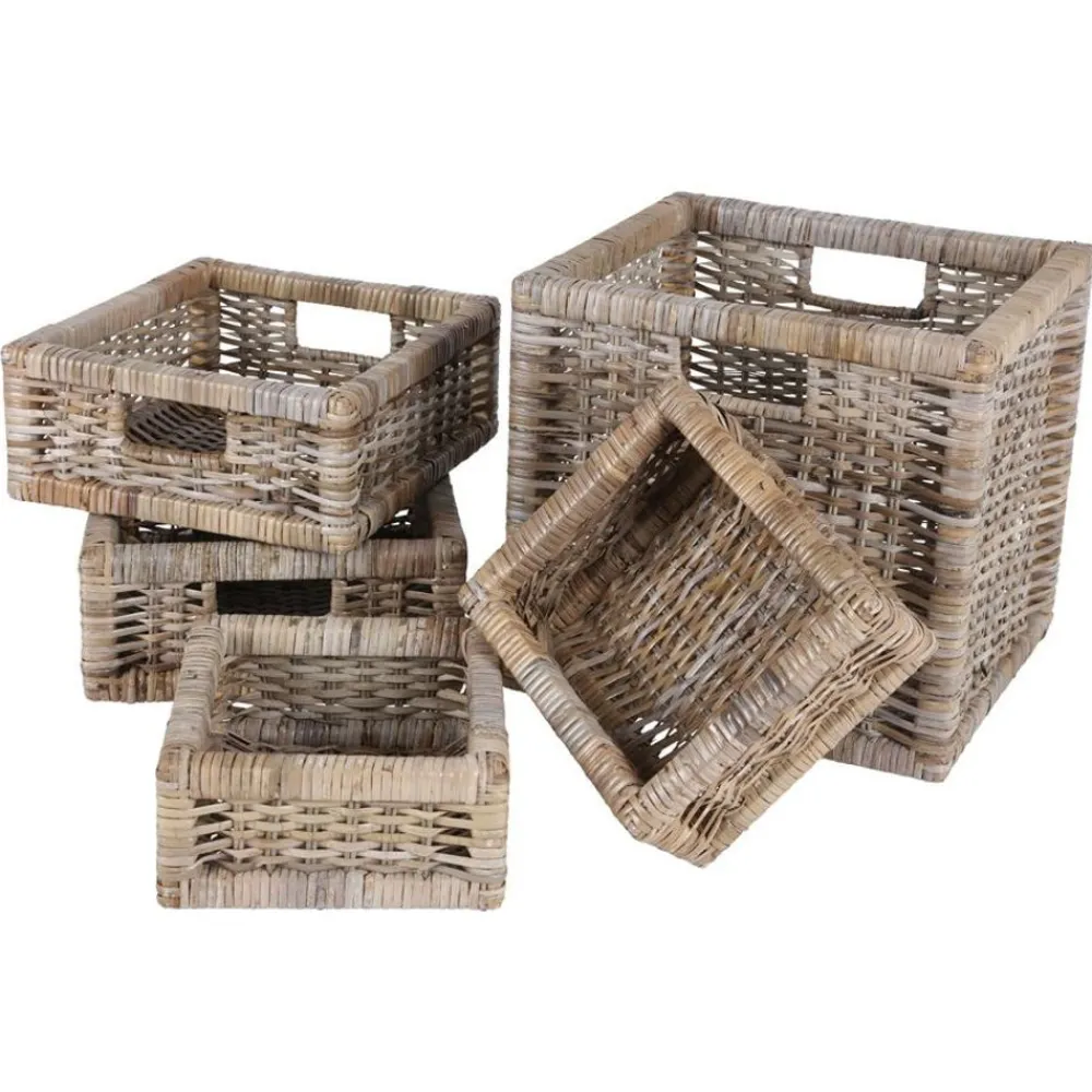 TP RattanKörbe-Set Java 5-Teilig Vintage-Grau Best