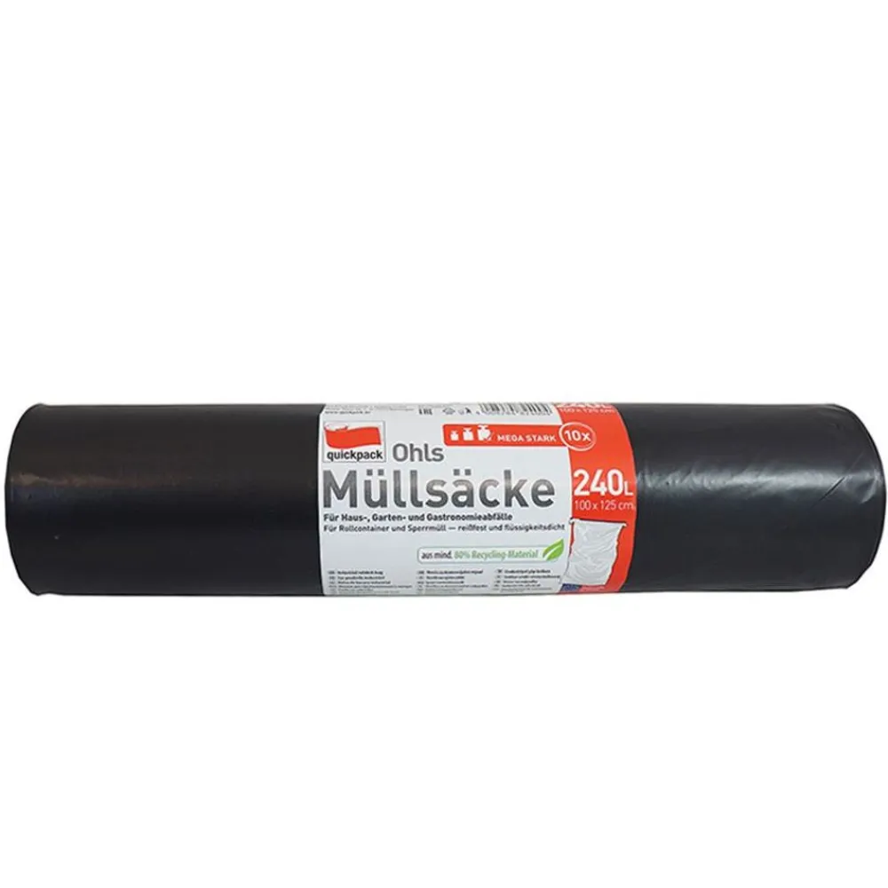 quickpack Schwerlast-Mullsacke 240 Liter Schwarz
