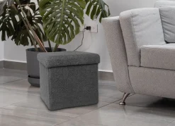 New Home Sitzhocker Aus Teddystoff 38X38X35Cm Anthrazit Best