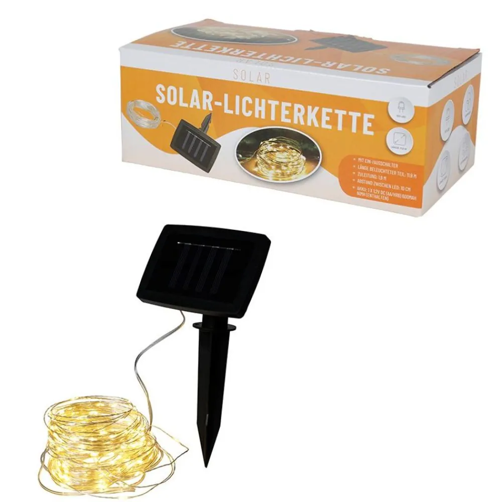 TP Solar-Drahtlichterkette 11,9M 100 Micro-Leds Warmweis Hot
