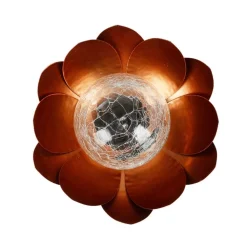 TP Solar-Lotusblume Mit Crackleglaskugel Und Led-Beleuchtung Warmweis New