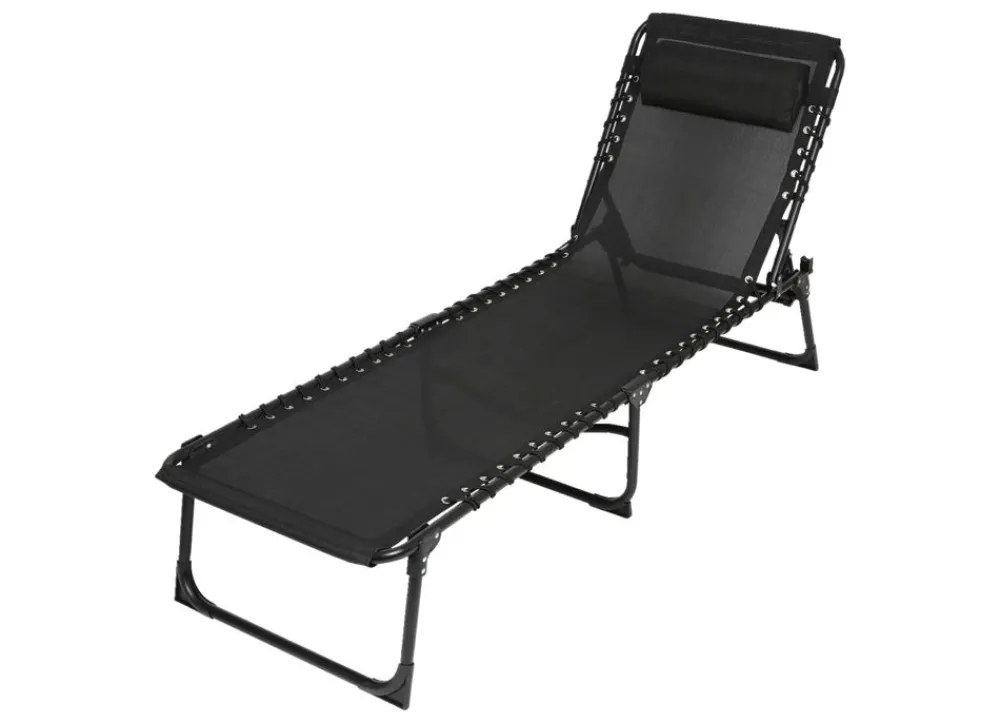 TP Sonnenliege Mit Kopfpolster 190X55X31Cm Schwarz Hot