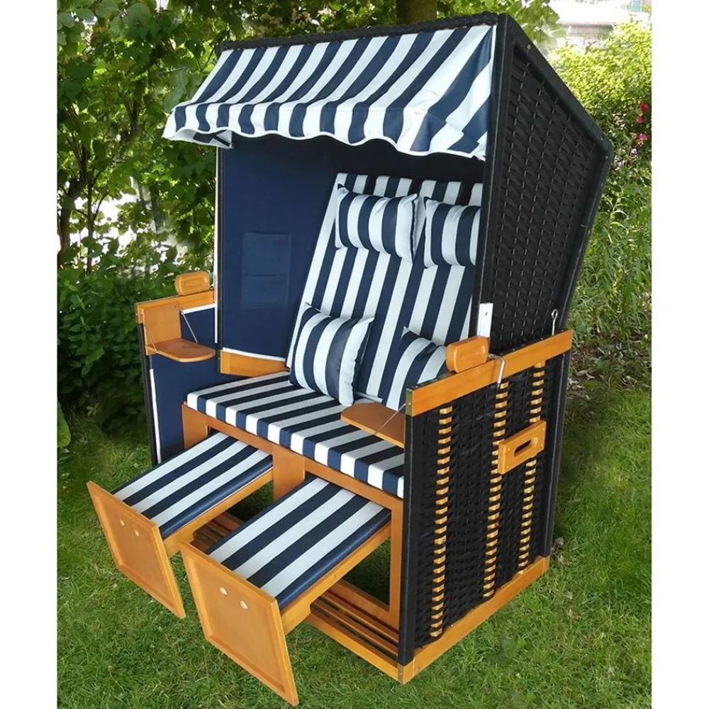 Pseudohersteller Strandkorb Ostsee Deluxe Blau/Weis Outlet