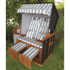 Pseudohersteller Strandkorb Ostsee Deluxe Grau/Weis Discount