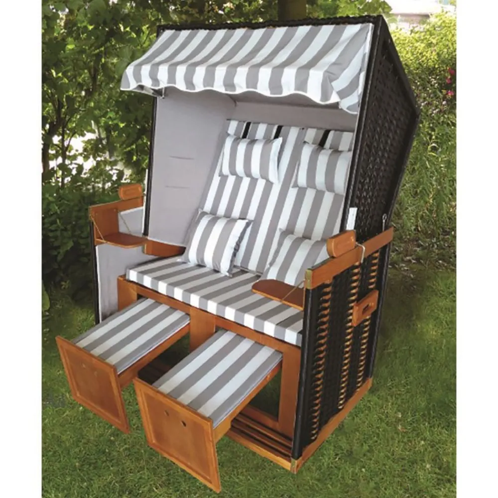 Pseudohersteller Strandkorb Ostsee Deluxe Grau/Weis Discount