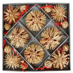 New Home Strohanhanger Baumschmuck 56-Teilig Natur/Rot New