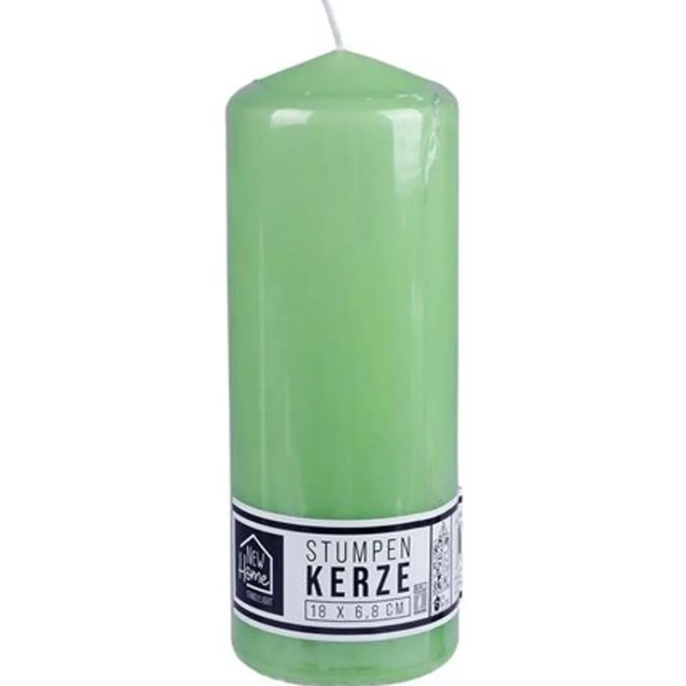 New Home Candlelight Stumpenkerze Glatt 68X180Mm Hellgrun Outlet