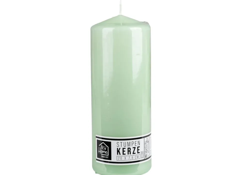 New Home Candlelight Stumpenkerze Glatt 78X200Mm Hellgrun