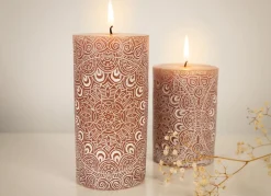 TP Stumpenkerze Mit Mandala-Pragung 7X14Cm Clearance