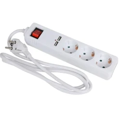 TAS Electronics Tischsteckdosenleiste 3-Fach Mit Usb-Anschlussen Und Kippschalter Hot