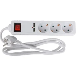 TAS Electronics Tischsteckdosenleiste 3-Fach Mit Usb-Anschlussen Und Kippschalter Hot