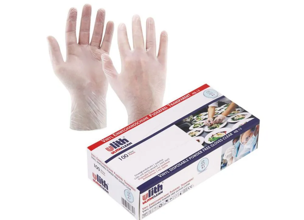 Pseudohersteller Ulith Vinyl-Einweghandschuhe Puderfrei 100 Stuck Gr. S Discount