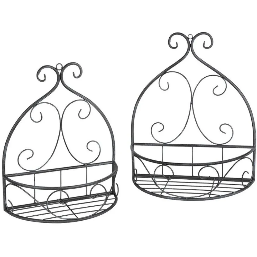 TP Wandhalbschalen-Set Aus Metall Mit Verzierungen 2-Teilig New
